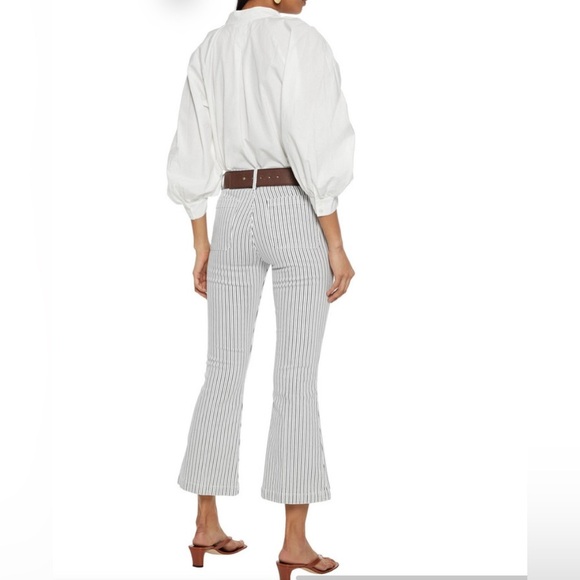 NEW Frame Le Bardot Crop Flare striped mid-rise kick-flare jeans 31 - Picture 6 of 15